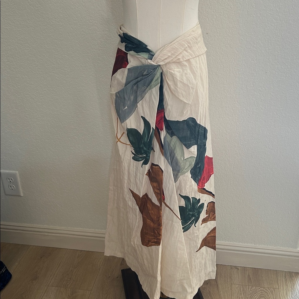 Women's Cream Floral Wrap Maxi Skirt - Picture 7 of 14
